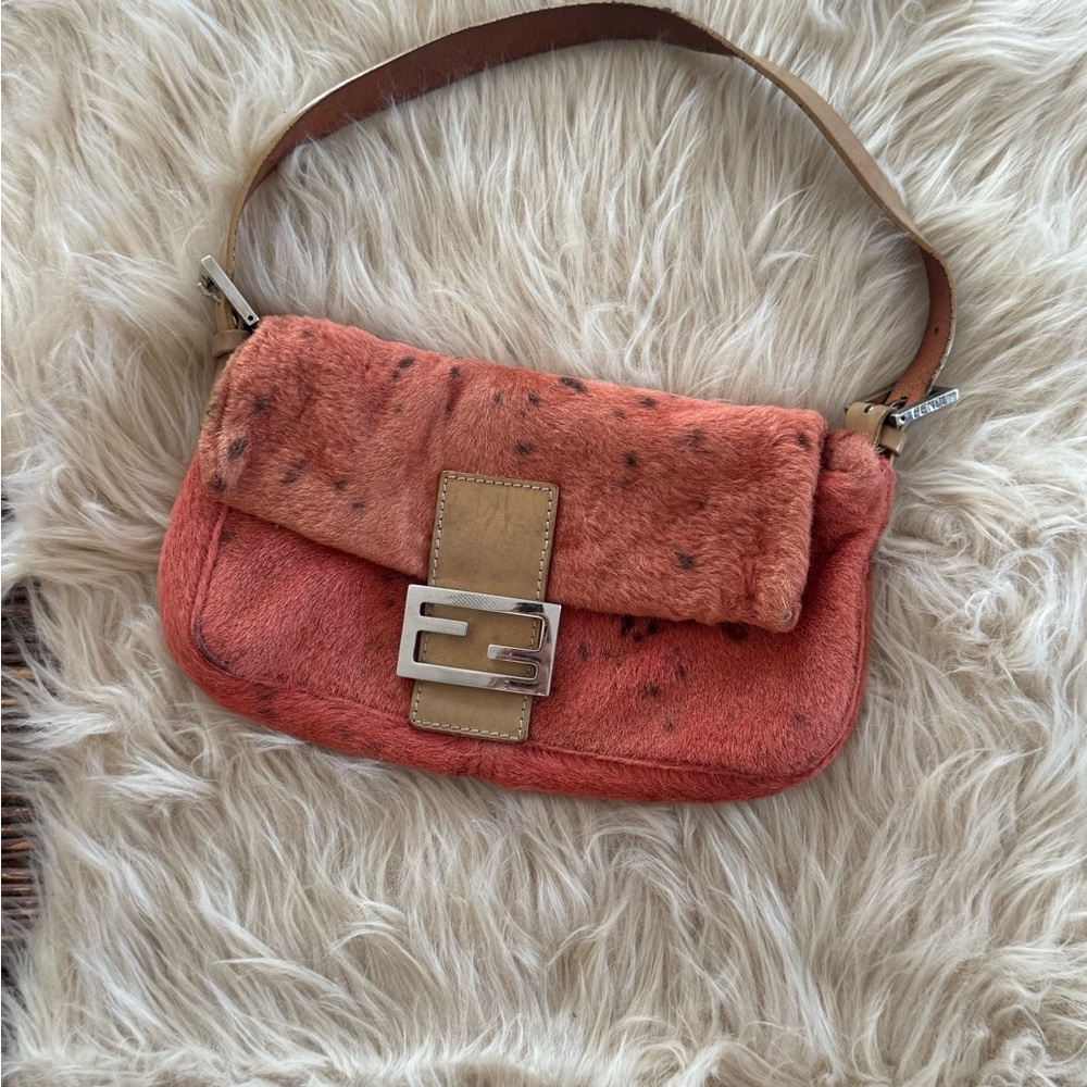 Fendi Orange Fur Shoulder Bag